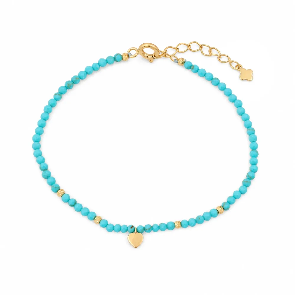 Maja Emulto Armband - Türkis facettiert vergoldet Herz - MEB-4134-TQS