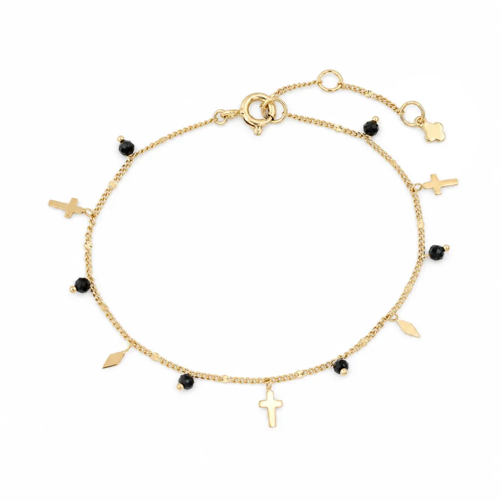 Maja Emulto Armband - Spinell facettiert schwarz vergoldet - MJB-004-SLB