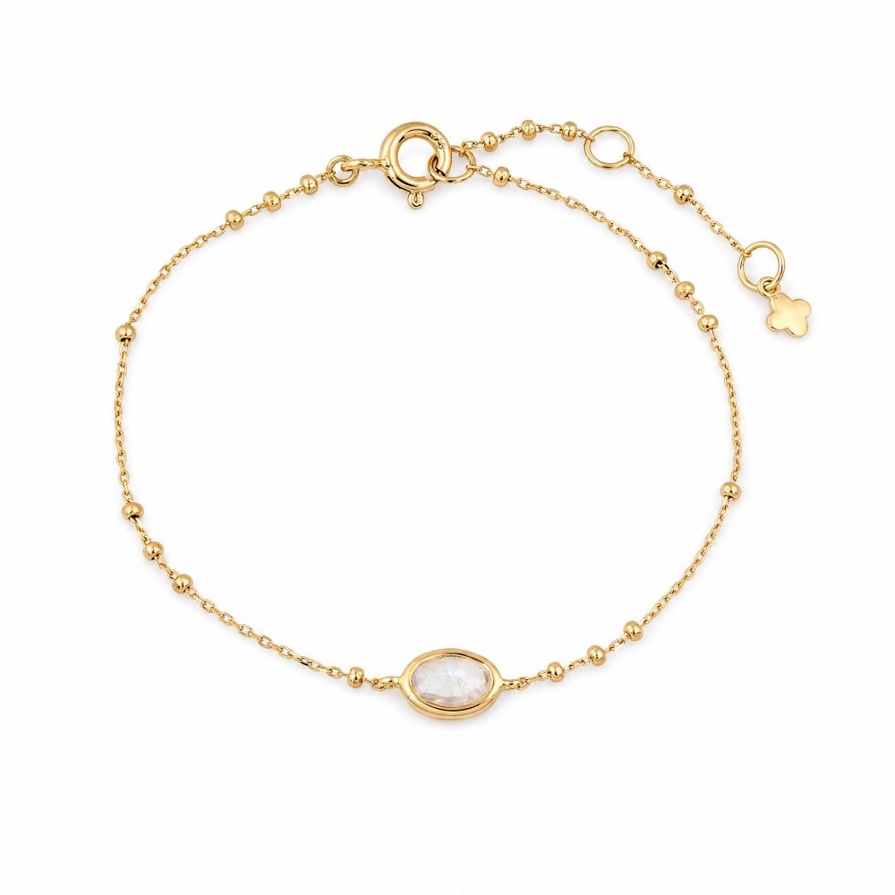 Maja Emulto Armband - Mondstein facettiert 925 Silber vergoldet gold - MJB-005-MR