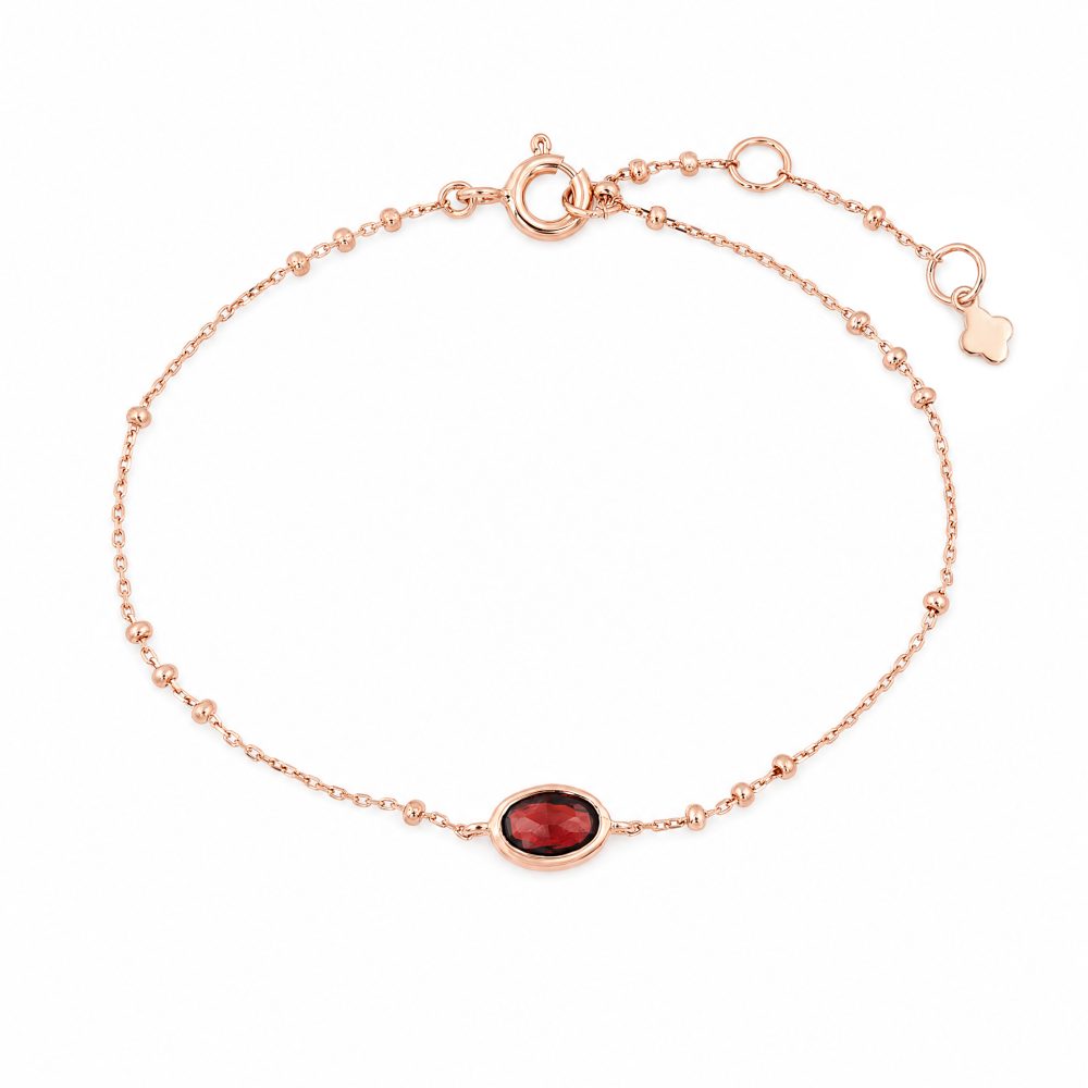 Maja Emulto Armband - Granat facettiert rosegold Kugelkette - MJB-005-G