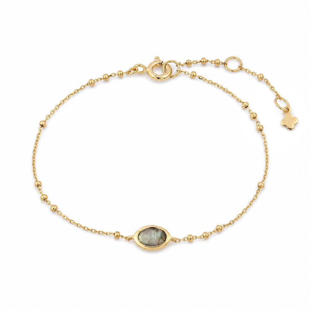 Maja Emulto Armband - Labradorit facettiert 925 Silber vergoldet gold - MJB-005-L