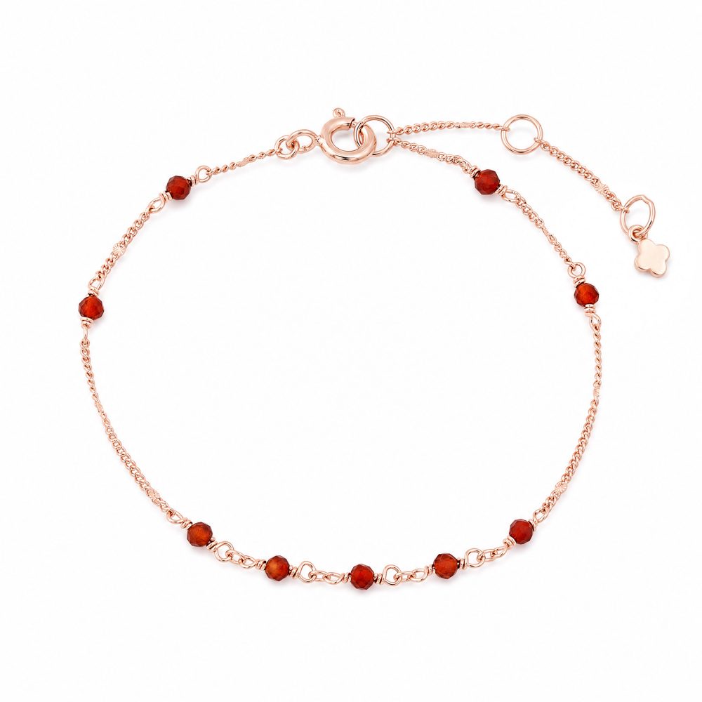 Maja Emulto Armband - Onyx rot facettiert Silber rosegold - MJB-001-OR