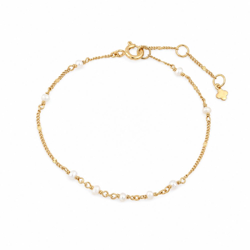 Maja Emulto Armband - Perlen 925 Silber vergoldet weiß - MJB-001-PW