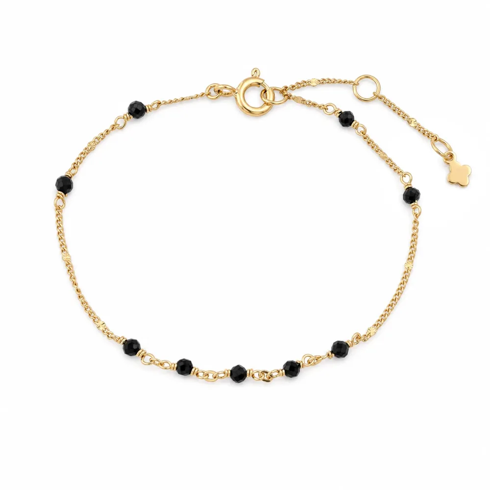 Maja Emulto Armband - Spinell facettiert schwarz vergoldet - MJB-001-SLB