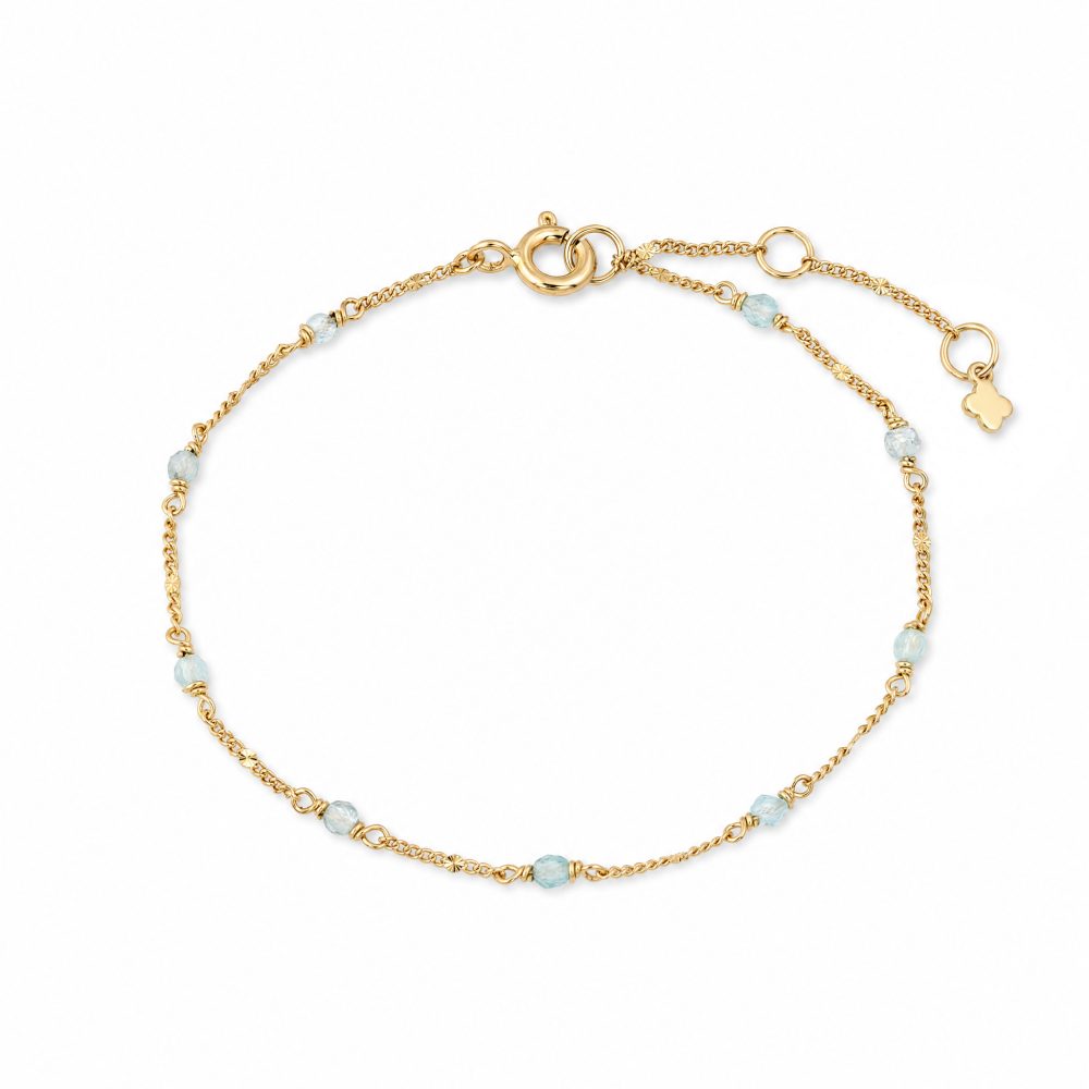 Maja Emulto Armband - Aquamarin facettiert vergoldet hellblau - MJB-002-AQM