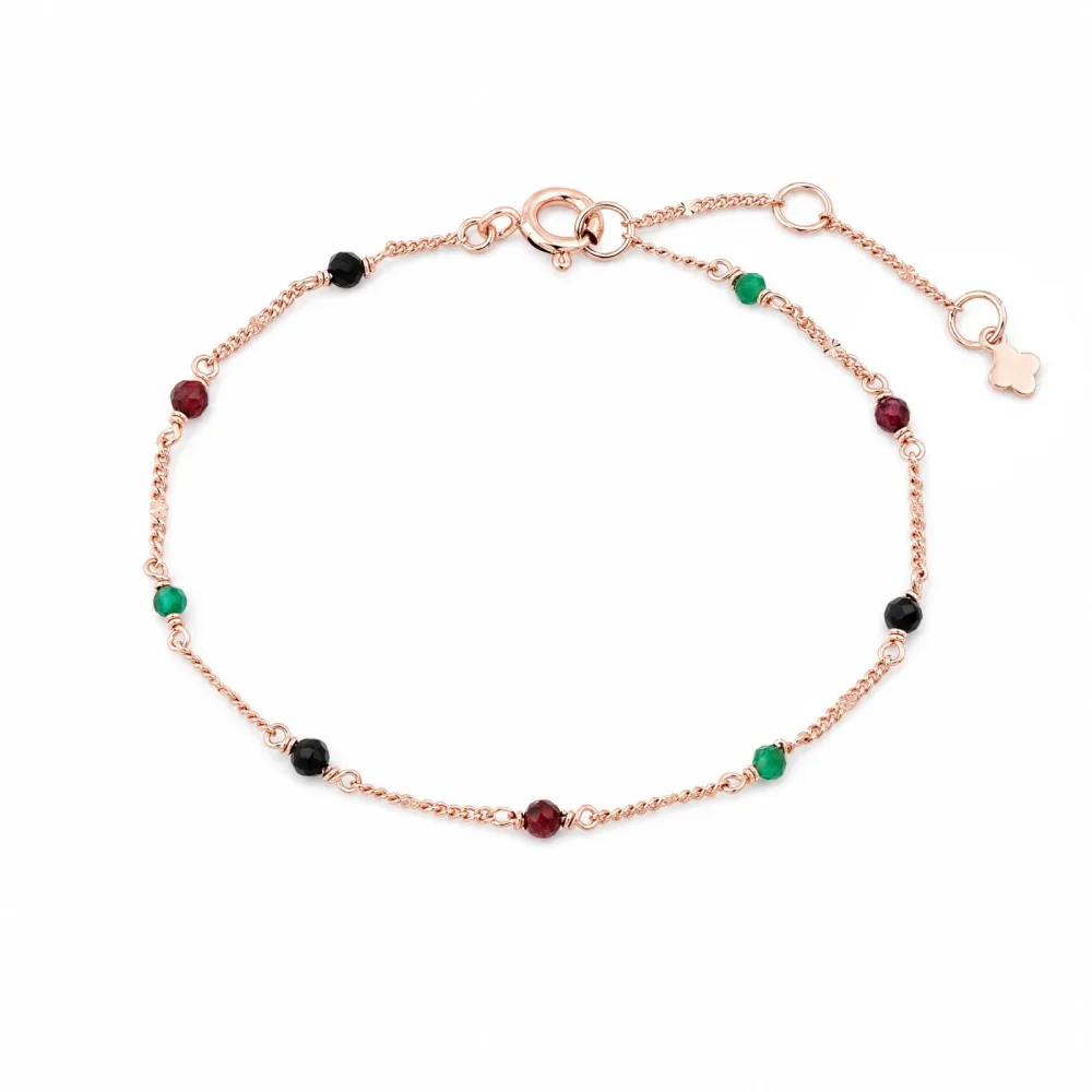 Maja Emulto Armband - Edelstein facettiert rosegold schwarz grün rot - MJB-002-SLB-G-OG