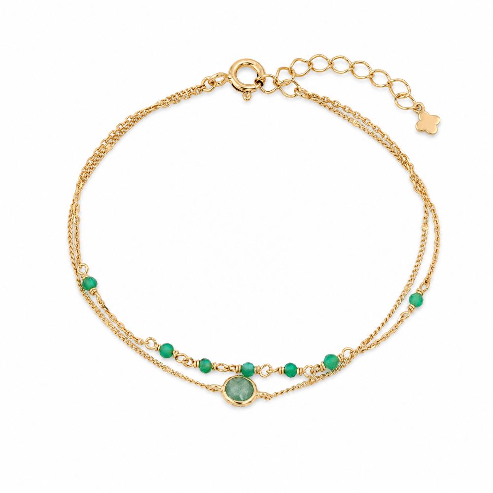 Maja Emulto Armband - grün vergoldet Edelstein - MJB-003-GQ-OG