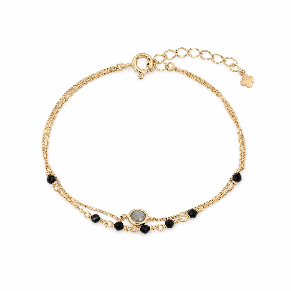 Maja Emulto Armband - Labradorit Spinell goldfarben vergoldet - MJB-003-L-SLB