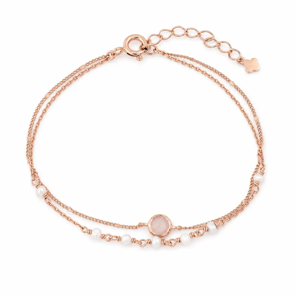 Maja Emulto Armband - Rosévergoldet Rosenquarz Chalcedon blau - MJB-003-RQ-PW