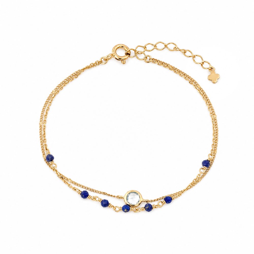 Maja Emulto Armband - Topaz Lapis Lazuli vergoldet blau - MJB-003-TBS-LL