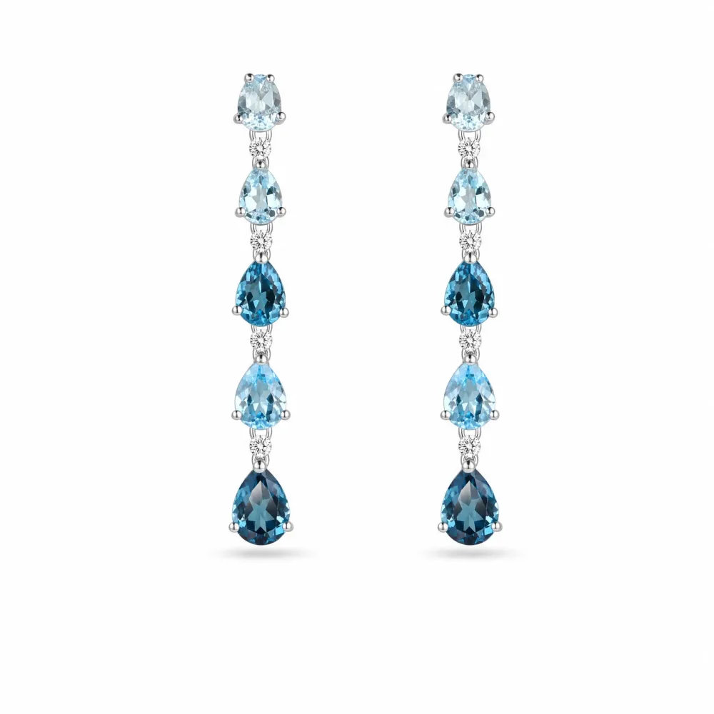 ELLA Juwelen Ohrringe - ELLA Juwelen Ohrringe 750 Gold Blau Brillant Edelstein - A2216