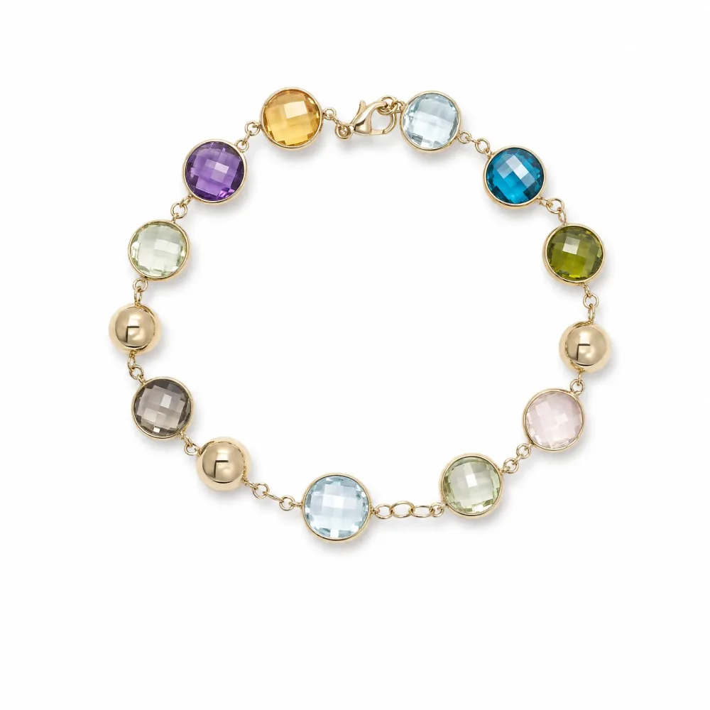 ELLA Juwelen Armband - ELLA Juwelen Armband Bicolor 585 Gold Edelstein - AB64/19cm