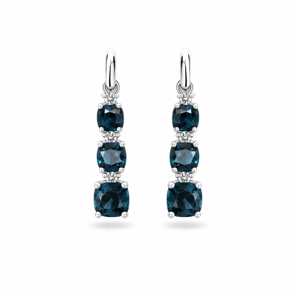 ELLA Juwelen Ohrringe - ELLA Juwelen Ohrringe 585 Gold Blau Diamant Edelstein - AS1516