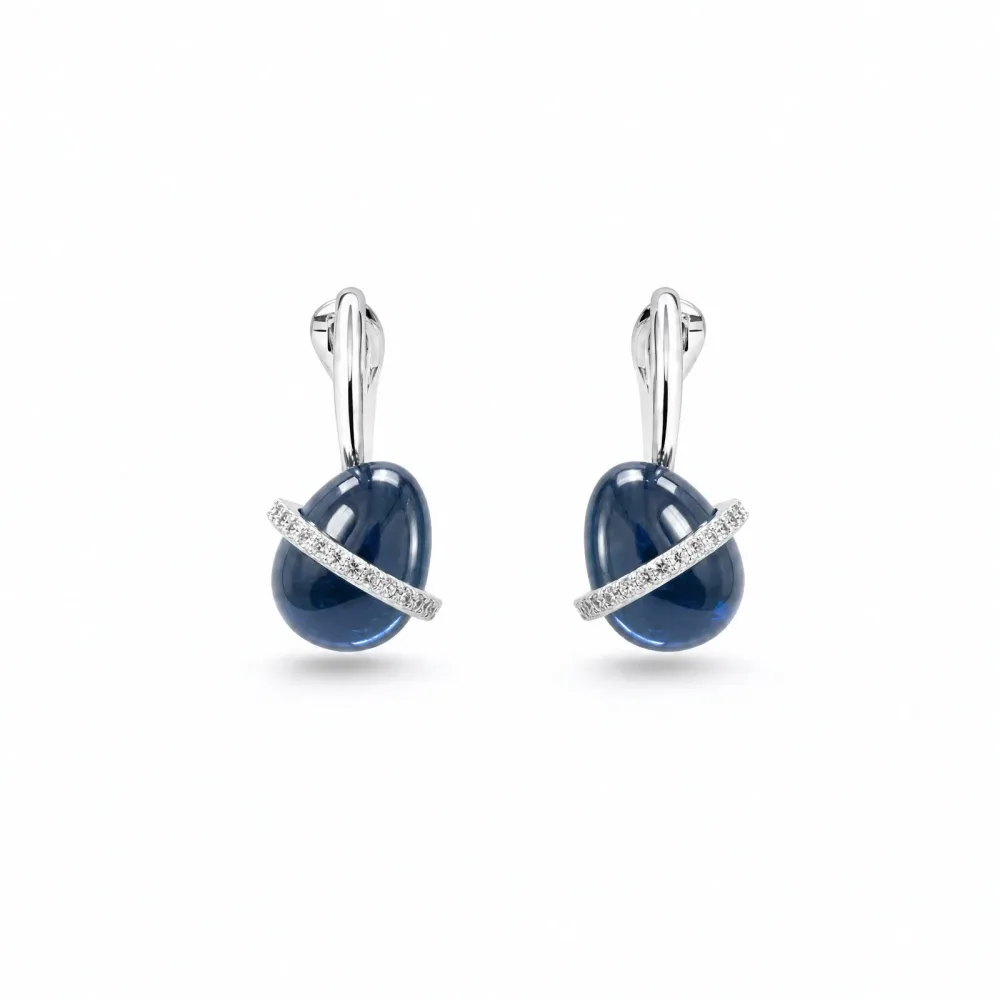 ELLA Juwelen Ohrringe - ELLA Juwelen Ohrringe 585 Gold Blau Brillant - AS1524