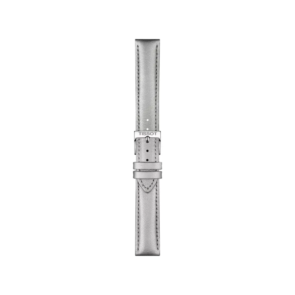 Tissot Uhrband - ORIGINAL TISSOT LEDERARMBAND SILBERGRAU BANDANSTOSS 16 MM - T852047129