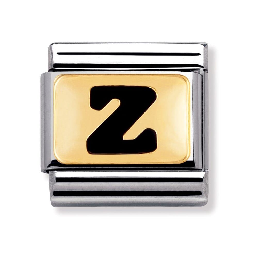 Nomination Classic - SCHWARZE BUCHSTABEN Edelstahl und 18K-Gold (Z)