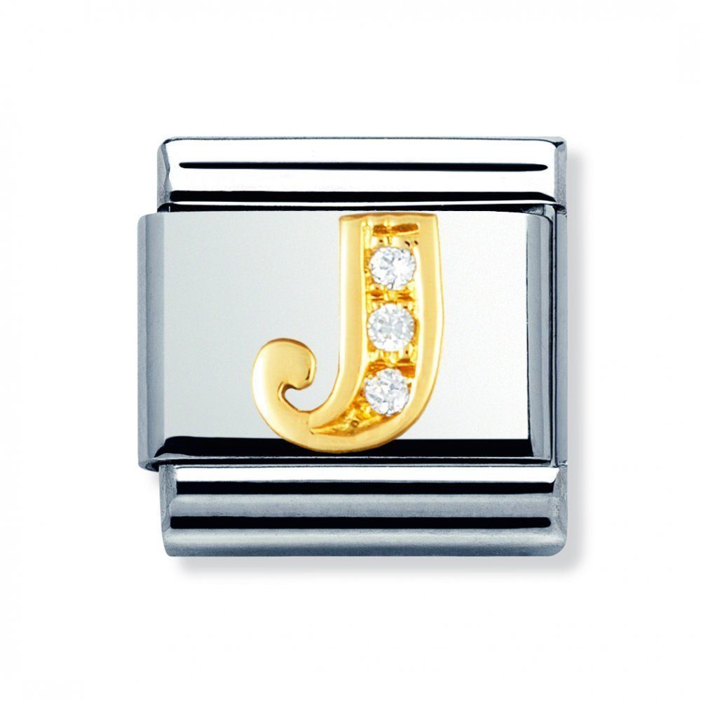 Nomination Classic - BUCHSTABEN Edelstahl, 18K-Gold und Cubic Zirc. (J)