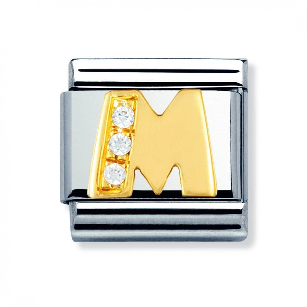 Nomination Classic - BUCHSTABEN Edelstahl, 18K-Gold und Cubic Zirc. (M)