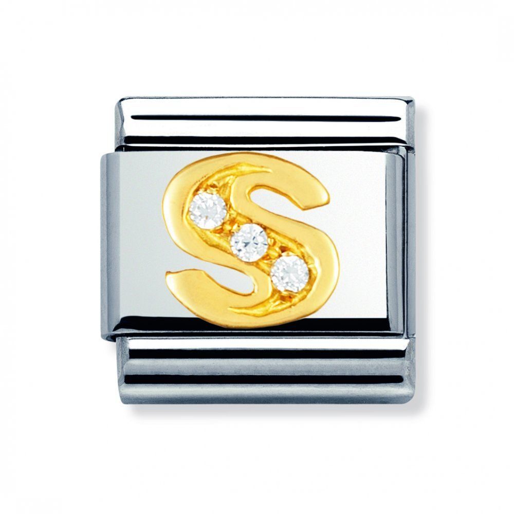 Nomination Classic - BUCHSTABEN Edelstahl, 18K-Gold und Cubic Zirc. (S)