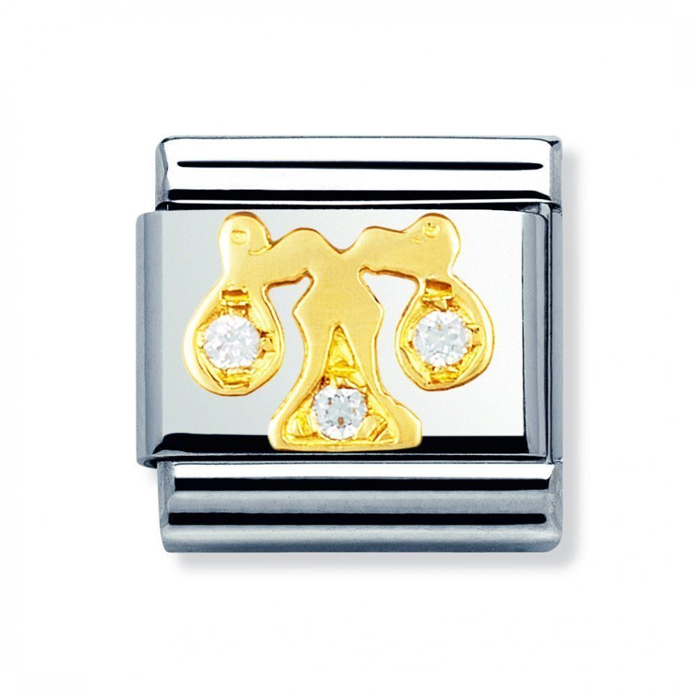 Nomination Classic - STERNZEICHEN Edelstahl, 18K-Gold und Cubic Zirc. (Waage)