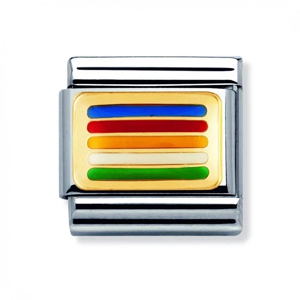 Nomination Classic - FLAGGE EUROPA Edelstahl, Email und 18K-Gold (Flagge PEACE)