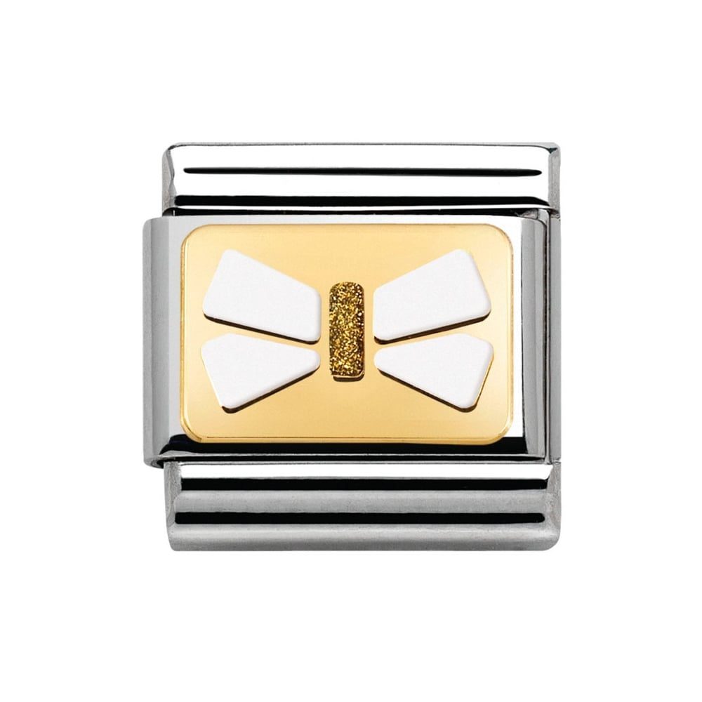 Nomination Classic - Emaille, Gold - Schleife Weiß - 030280/41
