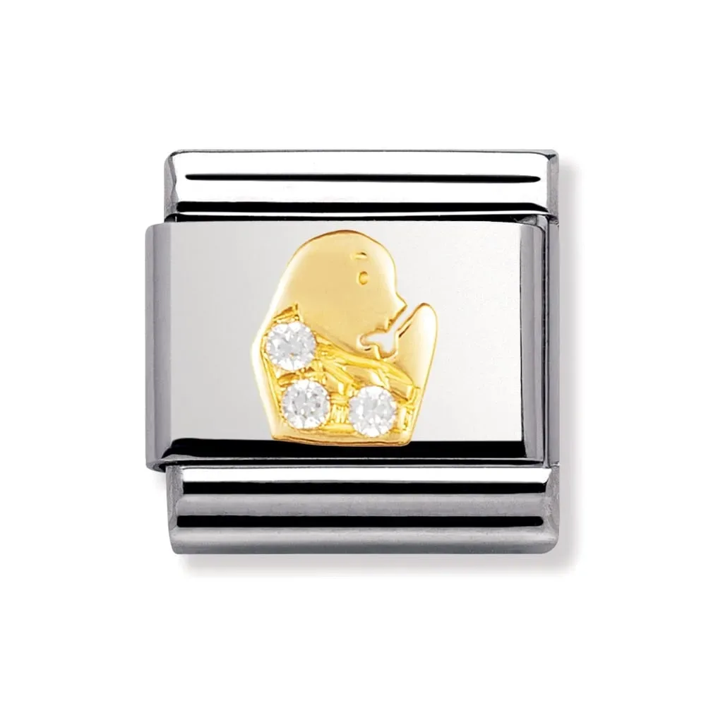 Nomination Classic - STERNZEICHEN Edelstahl, 18K-Gold und Cubic Zirc. (Jungfrau)