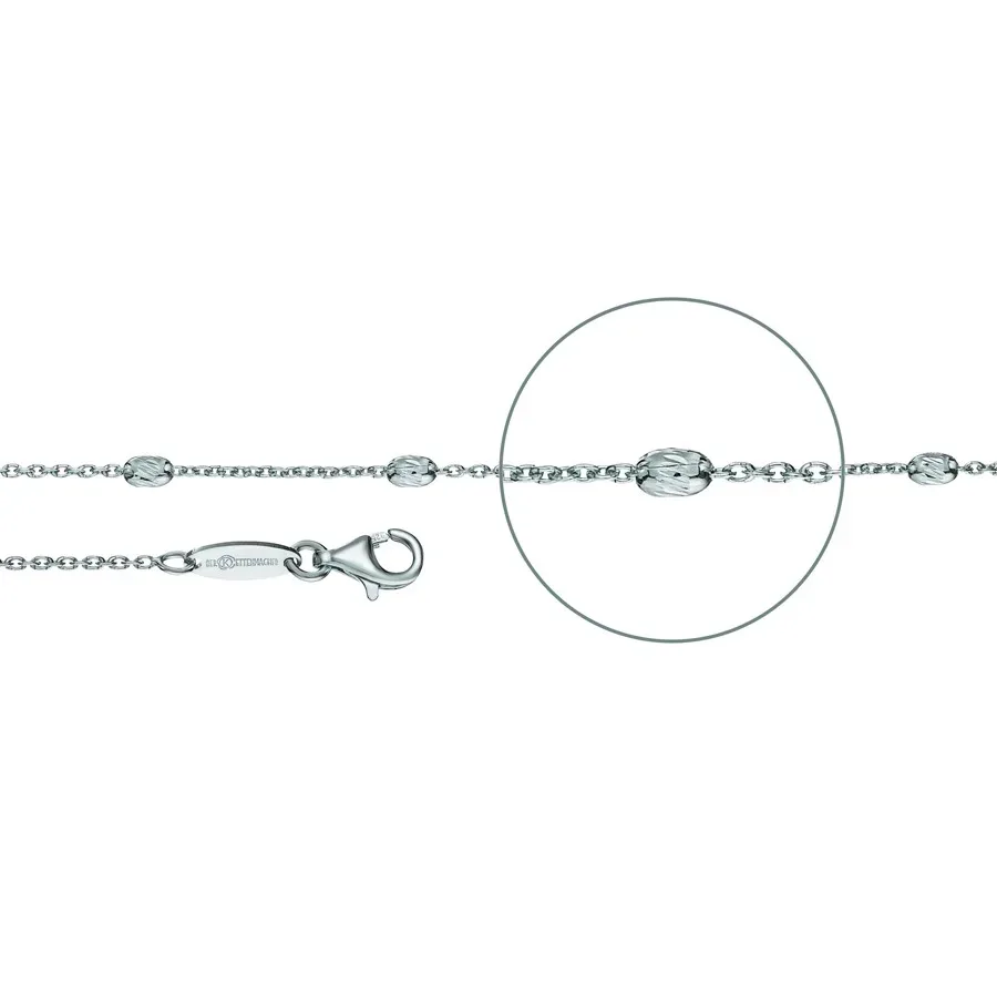 Der Kettenmacher Halskette - Ankerkette Ovaline Diamantiert Silber - A4S