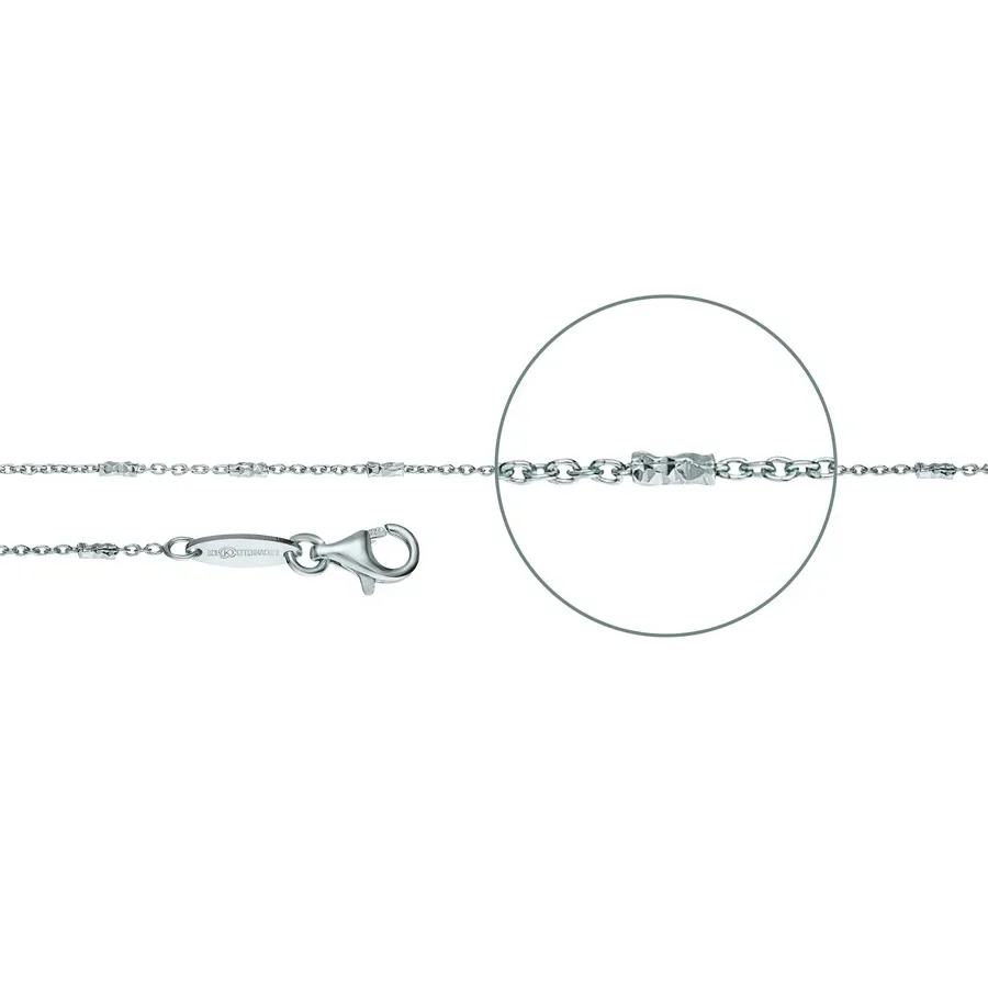 Der Kettenmacher Halskette - Ankerkette mit Zwischenelementen Diamantiert Silber - A5S