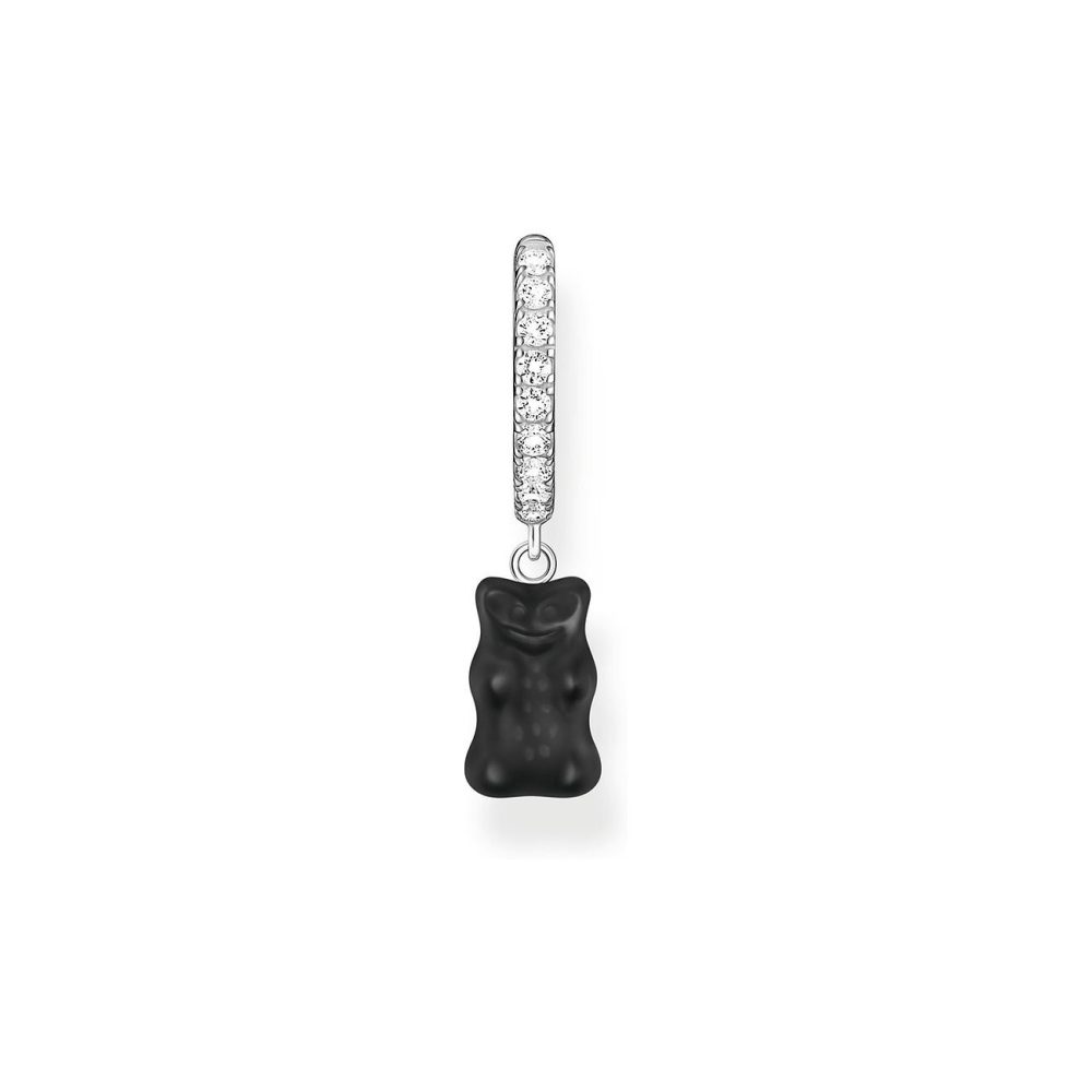 Thomas Sabo Creolen - Einzel-Creole mit schwarzem Goldbären-Anhänger - CR726-052-11