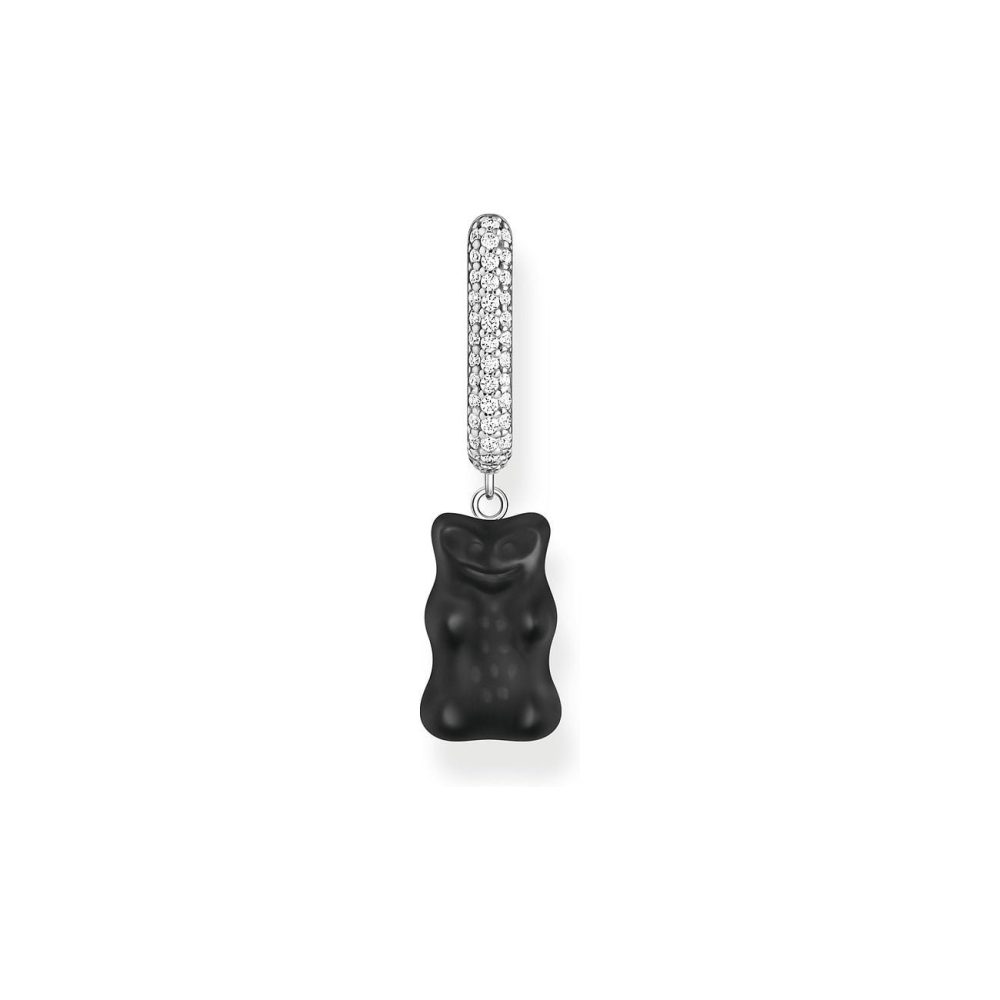 Thomas Sabo Creolen - Einzel-Creole mit schwarzem Goldbären-Anhänge - CR727-052-11