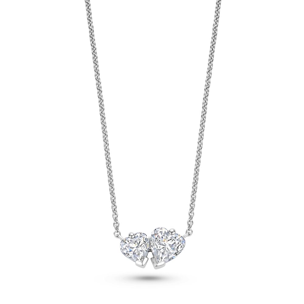 FJF JEWELLERY Halskette - Double Heart Solitair - FJF0010071SWH