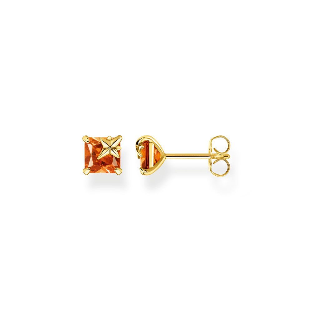 Thomas Sabo Ohrstecker - Oranger Stein mit Stern - H2116-472-8