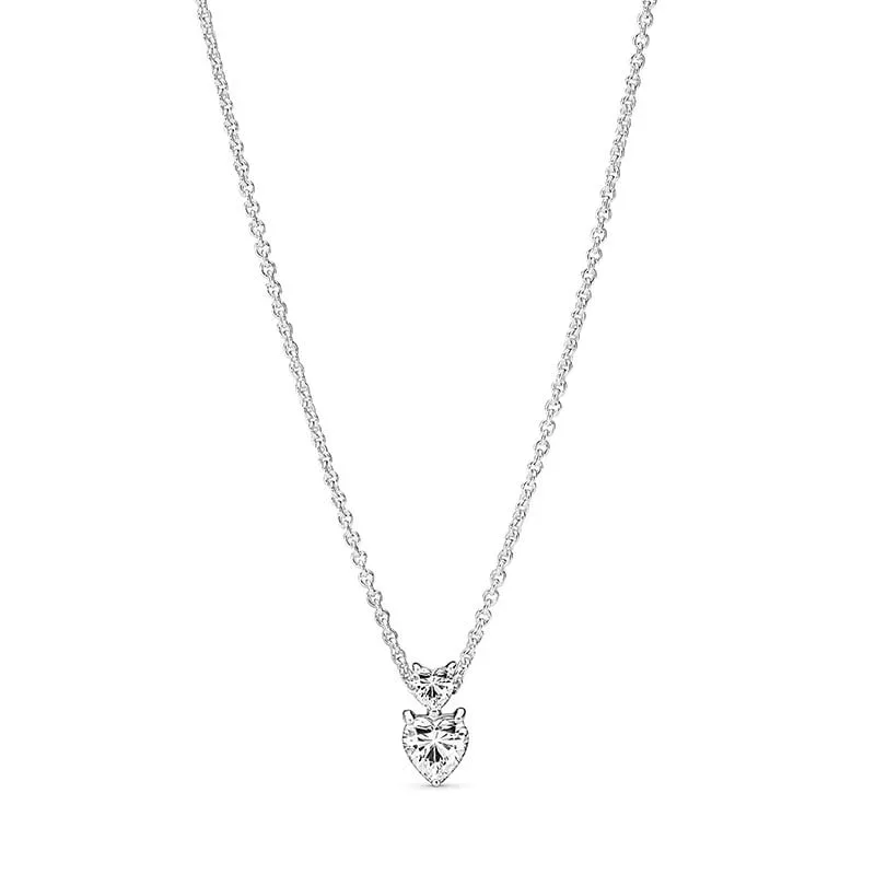 Pandora Halskette - Double Heart Pendant Sparkling - 391229C01-45