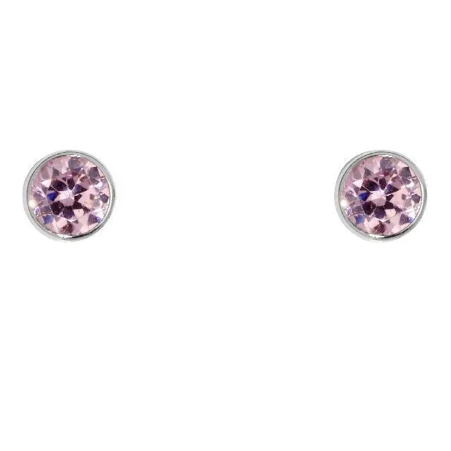 Schneider Basic Ohrstecker - Weißgold - Rosa Zirkon mittel - ZS34