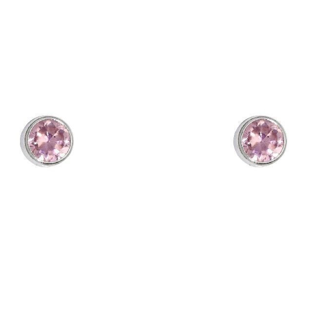 Schneider Basic Ohrstecker - Weißgold - Rosa Zirkon klein - ZS33