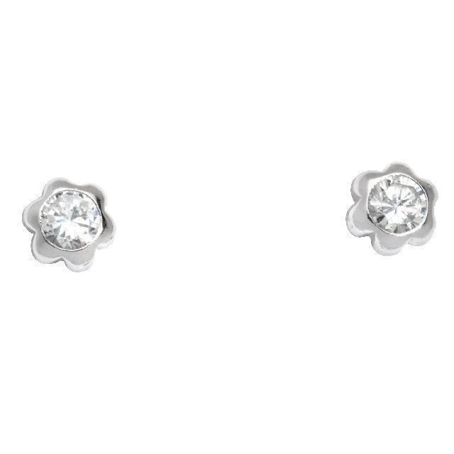 Schneider Basic Ohrstecker - Weißgold - Blumen mit Zirkon - ZS28