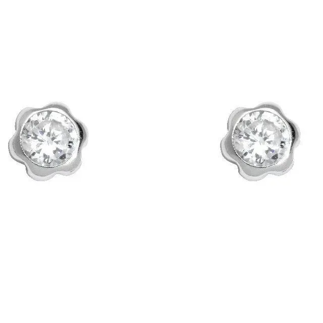 Schneider Basic Ohrstecker - Weißgold - Blumen mit Zirkon - ZS27