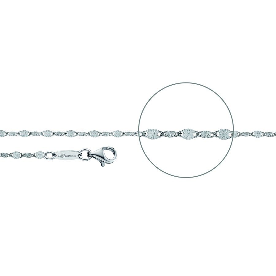 Der Kettenmacher Halskette - Plättchenkette Diamantiert Silber- PL-40S