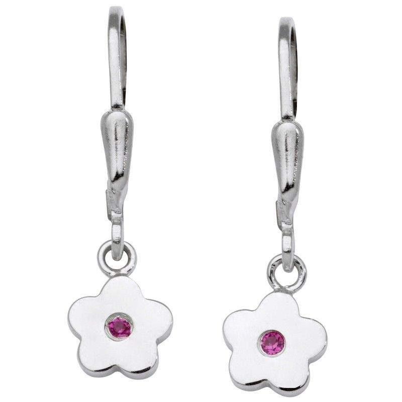 Schneider Basic Ohrringe - Silber - Blume hängend Rosa - SK04
