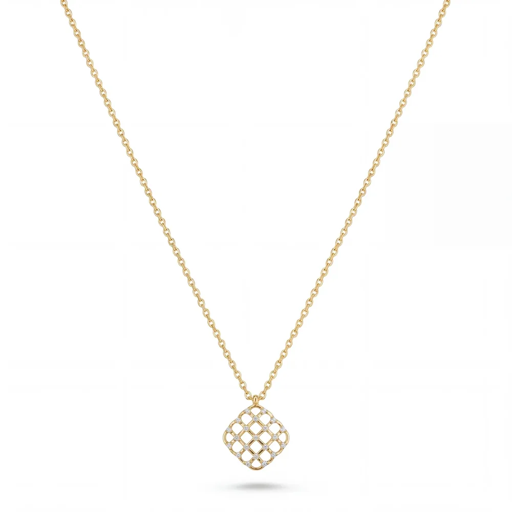 Palido Collier - Diamant Halskette 18K Gelbgold Filigran Rauten-Anhänger ? Palido