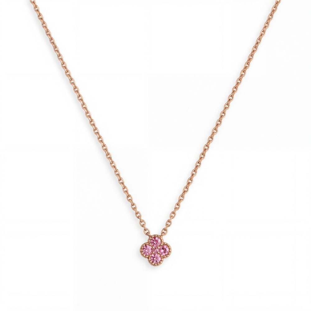 Palido Halskette - Palido Kleeblatt Halskette 18K Roségold mit Pink Saphir - S6335R