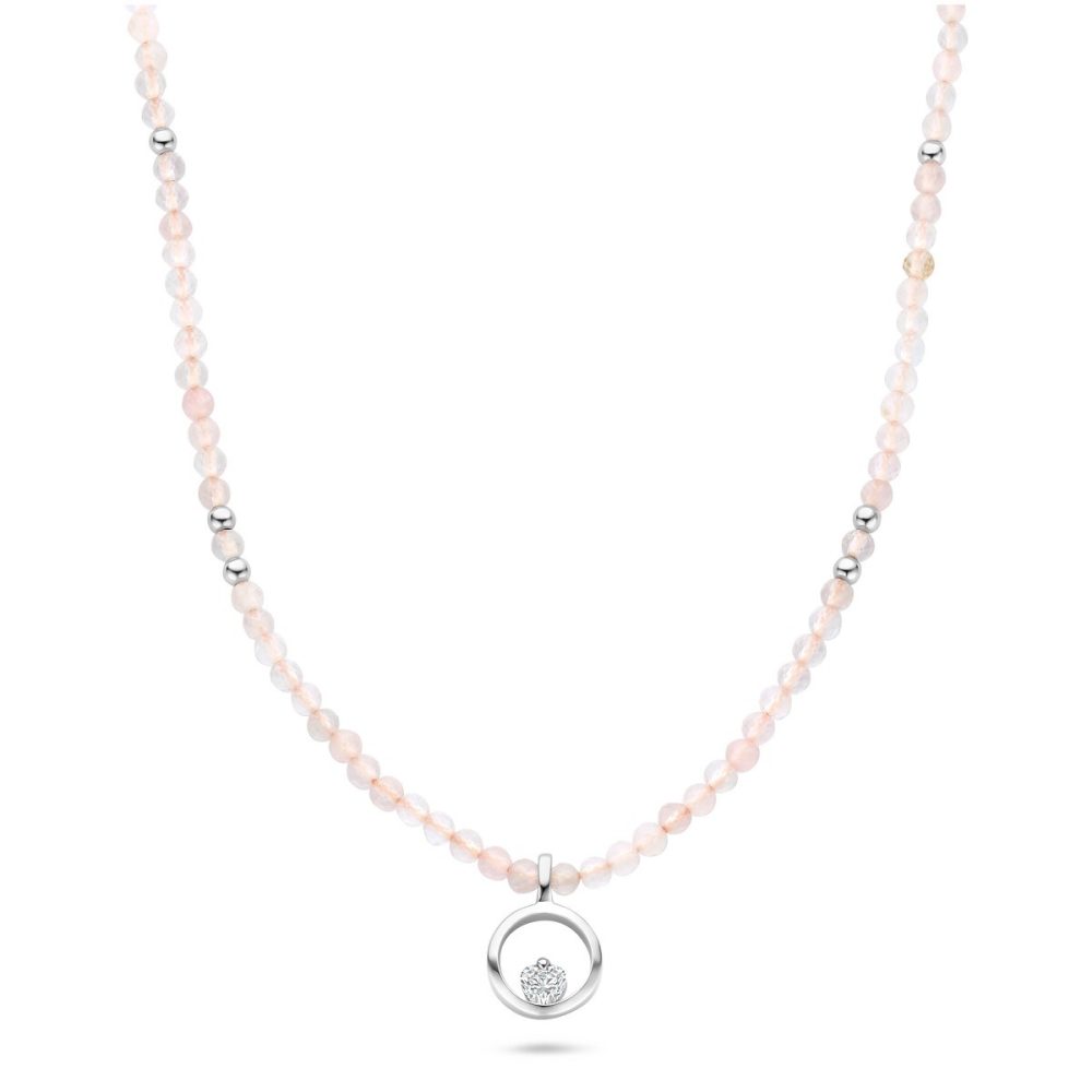 FJF JEWELLERY Halskette - Icon Heart Stone Edition Rosequartz - FJF0010050SRQ