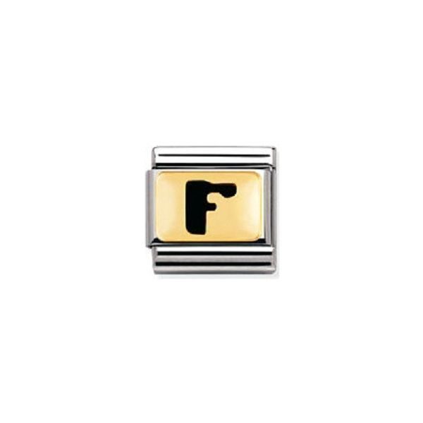 Nomination Classic - SCHWARZE BUCHSTABEN Edelstahl und 18K-Gold (F)