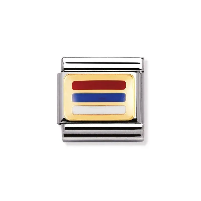 Nomination Classic - FLAGGE EUROPA Edelstahl, Email und 18K-Gold (SERBIA)