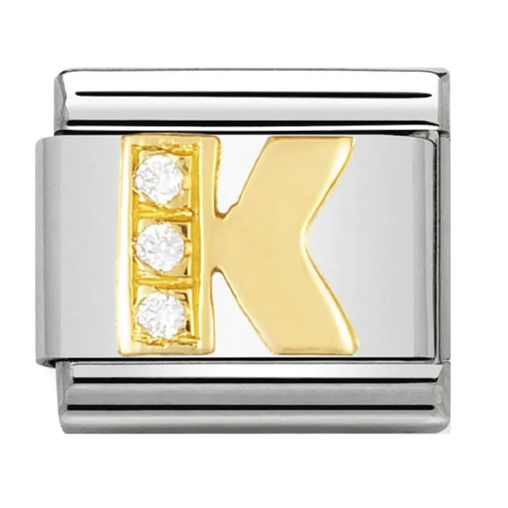 Nomination Classic - BUCHSTABEN Edelstahl, 18K-Gold und Cubic Zirc. (K)
