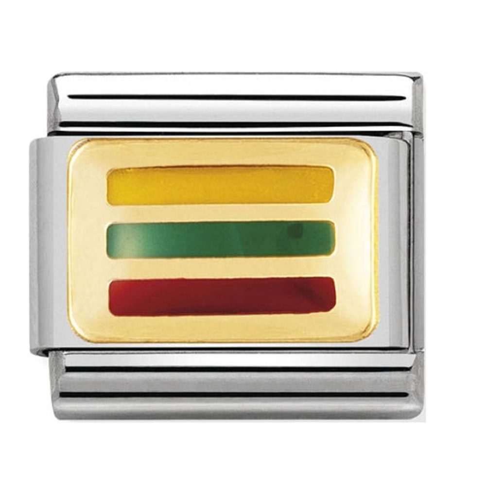 Nomination Classic - FLAGGE EUROPA Edelstahl, Email und 18K-Gold (LETTLAND)