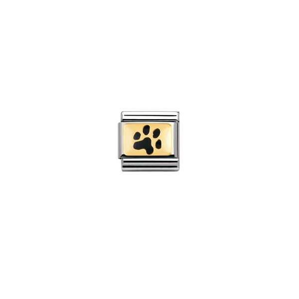 Nomination Classic - TIERE - LAND Edelstahl, Email und 18K-Gold (Abdruck Hundepfote)