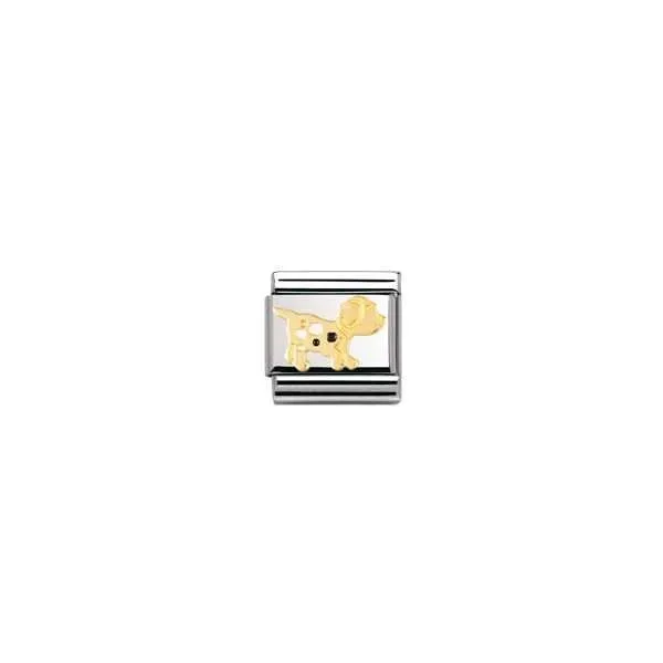 Nomination Classic - TIERE - LAND Edelstahl, Email und 18K-Gold (Hund)