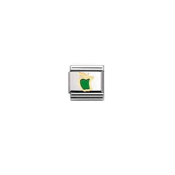 Nomination Classic - FRUITS Edelstahl, Email und 18K-Gold (Apfel GRUN)